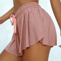 2 In 1 Yoga Shorts,Women Quick Drying Marathon Running Shorts,Breathable Elastic Loose Gym Fitness Sport Skirted Shorts. 