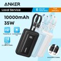 Anker Zolo Power Bank, Built-in Dual USB-C Cables, 10000mAh 35W Fast Charge Compact and Portable, Compatible with iPhone 16/15, Samsung Galaxy, Google Pixel and More.