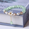 Fashion Korean White Flower Purple Beaded Bracelet for Women Charm Crystal Beads Elastic Adjustable Bracelet Friendship Jewelry. 