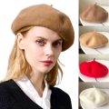 100% Wool Beret Hat Women Winter Thick Warm French Hat Girls Solid Color Autumn Berets Caps Hats For Women Flat Cap Felt Berets.