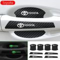 8Pcs/Set Car Door Handle+Bowl Anti-Scratch Carbon Fiber Luminous Glow in Dark Film Protective Stickers With Logo For Toyota. 