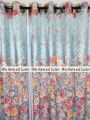 Curtain Porda Synthetic curtains Thick Indian porda Window protector 60*84 inch Classical big size 6 kuchi curtain Sky blue Flower art.