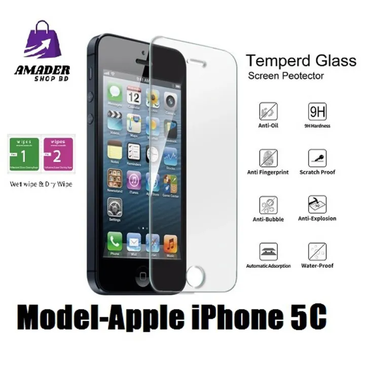 Apple iPhone 5C Tempered Glass Screen Protector Slim 9H Hard 2.5D- Transparent