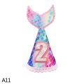1Pcs 1/2/3 Birthday Hat Caps For Kids Glitter Mermaid Cone Hat 1st Birthday Hat Newborn Baby Shower Birthday Party Decoration. 