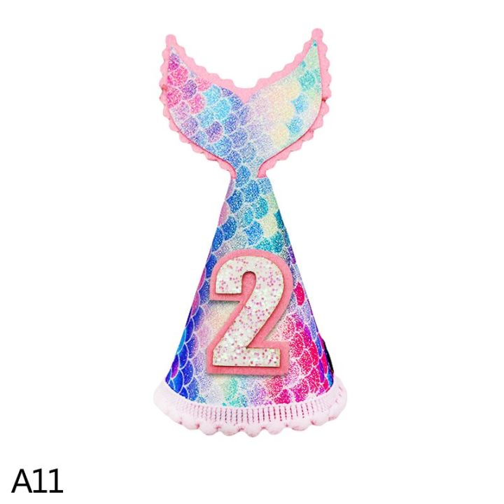 1Pcs%201/2/3%20Birthday%20Hat%20Caps%20For%20Kids%20Glitter%20Mermaid%20Cone%20Hat%201st%20Birthday%20Hat%20Newborn%20Baby%20Shower%20Birthday%20Party%20Decoration%20-%20Image%207
