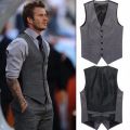 Pure Cot High-quality Goods High-end Wedding Dress and Groom Pure Color Suit Vest Men / Black Grey Slim Business Suits Vest Male. 