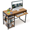 40" Computer Table with 3-Tier Bottom Storage & Keyboard Tray – Modern Office Desk for PC, Laptop, Study, Writing, and Gaming with Open Bookshelf.