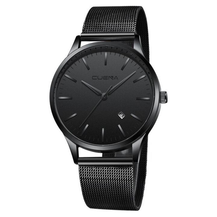 Cuena Women Men Wrist Watch Military Stainless Steel Analog Date Sport Quartz Mens Watches Quartz Watch Men Day Date Male Clock