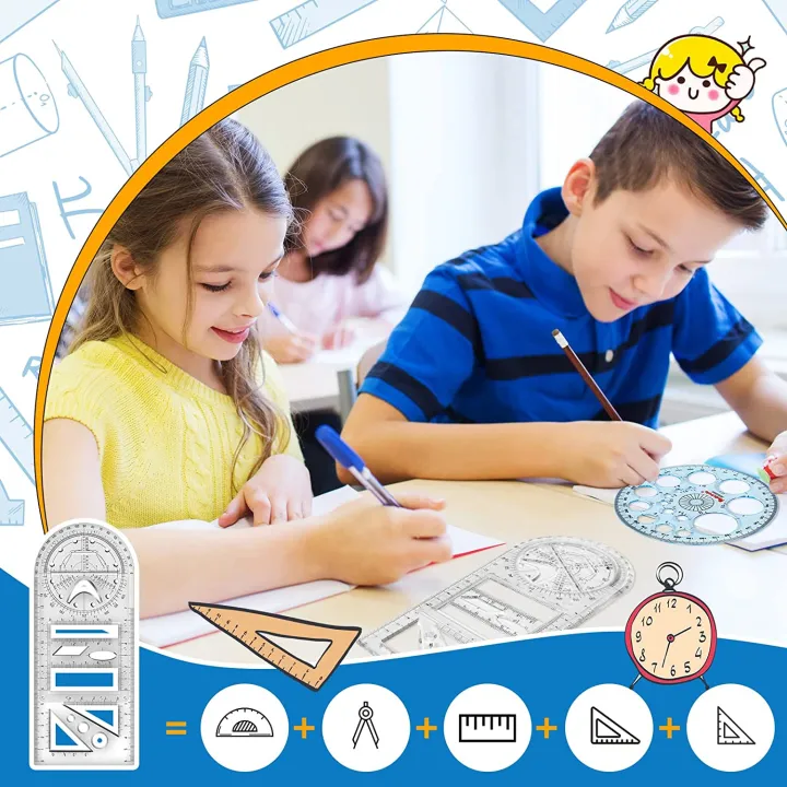 4Pcs%20Multifunctional%20Geometric%20Ruler%20Measuring%20Drawing%20Ruler%20Plastic%20-%20Image%202