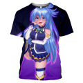 Summer Anime Konosuba T-shirt Kawaii White T-shirt 3D Printing Men and Women T-shirt Megumin Men Streetwear Sportswear Tee. 