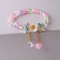 Korean New Sweet Daisy Flower Bracelet For Women Colorful Crystal Beaded Elastic Rope Bracelets Girl Party Wedding Jewelry Gifts.