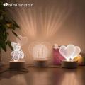 Romantic Love 3D Lamp Heart-shaped Balloon Acrylic LED Night Light Decorative Table Lamp Valentine's Day Sweetheart Wife's Gift.
