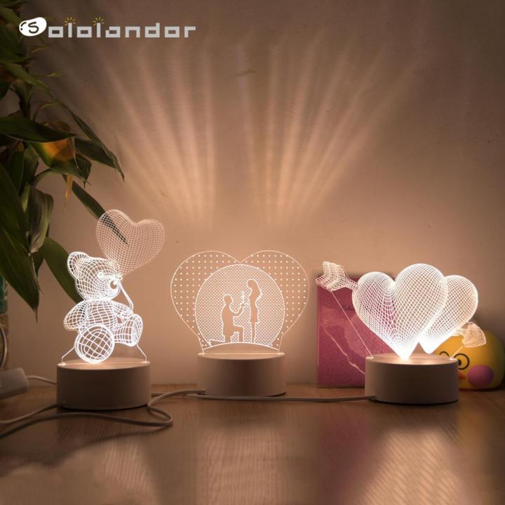 Romantic Love 3D Lamp Heart-shaped Balloon Acrylic LED Night Light Decorative Table Lamp Valentine's Day Sweetheart Wife's Gift