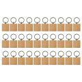 ARELENE 30Pcs Blank Square -Shaped Wooden Keychain DIY Wood Keychains Key Tags DIY Gifts. 