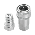 1Set Quick Release Fitting ISO7241-A NPT Hydraulic Coupling Connector 1/2Inch Quick Change Interface Silver. 