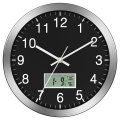 12Inch Wall Clock with Digital Date, Week & Indoor Temp - Battery Operated Wall Clock, Auto Sets,Easy to Read.