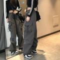 Y2K Women Streetwear Cargo Pants Casual Baggy Wide Leg Straight with Big Pockets Jogging Trousers Vintage Female Sweatpants. 
