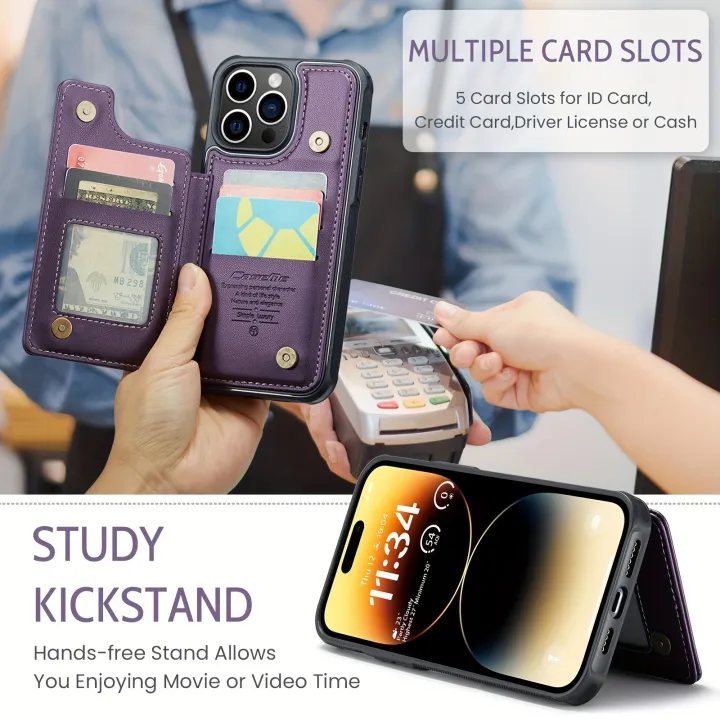 Premium%20Card%20Holder%20Wallet%20Case%20For%20IPhone%2015/14/13/12/11%20Pro%20Max%20-%20PU%20Faux%20Leather,%20RFID%20Blocking,%20Magnetic%20Clasp,%20And%20Shockproof%20Protection!%20-%20Image%206