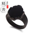 Stainless Steel Black Natural Stone Mens Finger Ring. 