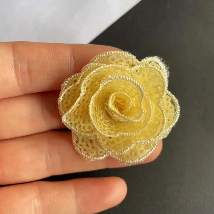 5PCS/4CM%203d%20Sequin%20Flowers%20Lace%20Appliques%20Sew%20On%20Patches,Small%20Rose%20Fabric%20Embroidery%20Sewing%20Supplies%20For%20Dress,Clothing,Shoe%20-%20Image%202