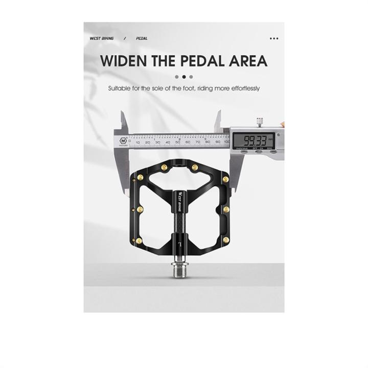 WEST BIKING Flat Bike Pedals MTB Road Mountain Bike Pedals Wide Platform Part Black