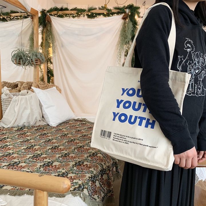 Women%20Canvas%20Shopping%20Bag%20YOUTH%20Letters%20Print%20Female%20Cotton%20Cloth%20Shoulder%20Bag%20Eco%20Handbag%20Tote%20Reusable%20Grocery%20Shopper%20Bags%20-%20Image%203