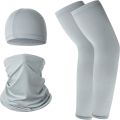 UV Protection Neck Gaiter Face Cover Ice Silk Cooling Arm Sleeves Skull Cap Set for Women Men Cycling Hiking.