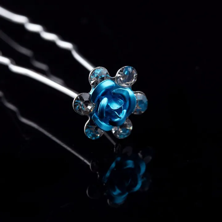 10PCS%20Girls%20Flower%20Hairpins%20Bridal%20Wedding%20Crystal%20Diamante%20U-shaped%20Rose%20Flower%20Hair%20Pin%20Hair%20Clip%20Hairstyle%20Jewelry%20For%20Sell%20-%20Image%202