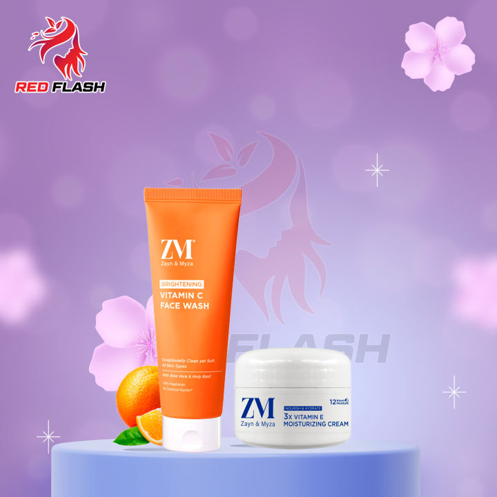 Zayn & Myza Vitamin C Tube Face Wash & ZM Zayn & Myza 3x Vitamin E Moisturizing Cream with Shea Butter Combo