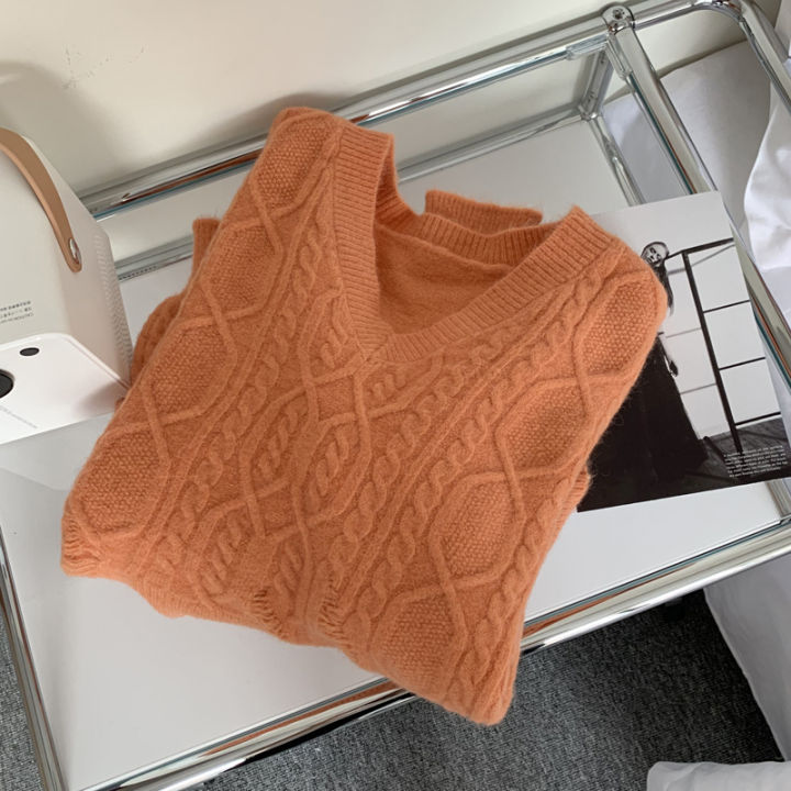 IELGY%20Loose%20White%20Sweater%20Short%20Pullover%20Knitted%20Outer%20wear%20Top%20Women's%20clothes%20V-neck%20-%20Image%203