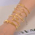 Custom Bangle Stainless Steel For Women Personalized Name Bracelet Letter Customized Charm Cuff Bangles Gold Infinity Jewelry.