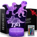3D Dinosaur LED Night Light For Child Bedroom Decor 16 Chang Colour Touch Remote Control LED Table Desk Lamp Creative Gift 30.