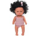 【The road to happiness Store】35CM Black Skin Reborn Dolls Toys Full Body Silicona Silicone Curly Hair Kids Baby Bath Toys Companion Bebe Dolls. 