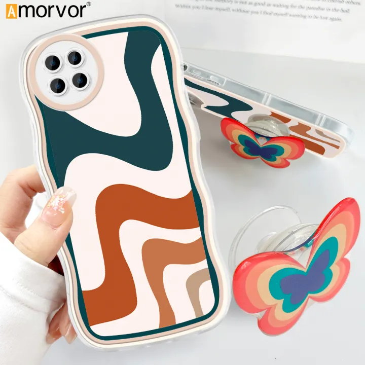 AMORVOR%20for%20Samsung%20Galaxy%20A22%205G%20Back%20Cover%20(With%20Free%20Holder)%20Multi-color%20Simple%20Soft%20Wavy%20Phone%20Case%20Camera%20Protection%20Mobile%20Cover%20-%20Image%202