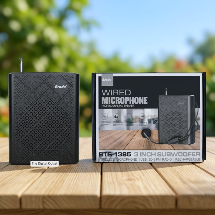 BRODU BTS-1385 Bluetooth, USB, TF Card & FM Radio Supported 5W Wireless Speaker With Wired Mic