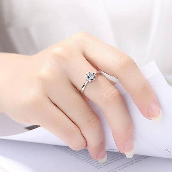 Platinum Plated Zircon Allow Lady Ring - Ring For Girls