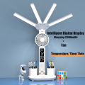 3in1 Multifunction Table Lamp LED Four-headed Folding With Fan Calendar Clock USB Rechargeable Desk light 3 color Reading Lamp.