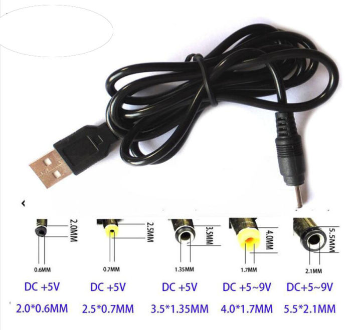 Usb Male Port Type A To Dc 5v 3.5*1.35mm 4.0*1.7mm 2.0*0.6mm 2.5*0.7mm 5.5*2.1mm 5.5*2.5mm Jack Power Cable Connector