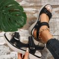 New Brand Hook Loop Sandals Women Summer Leather Light Leisure Wedge Platform Shoes Blue Girls Outside Anti-slide Apricot 42.