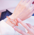 6Pcs Fashionable Leather Belt Butterfly Causal Watch and Bracelet Stone Jewellery Set for Women Box Free.
