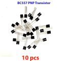 10 Ps BC557B BC557 BC-557BC 557 45V 100mA PNP 3 Pin Leads General Purpose Transistors BC 557 PNP 3 Pin TO-92 Package Bipolar Low Power Transistor. 