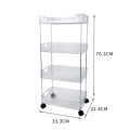Transparent snack trolley shelf, floor-to-ceiling, wheeled, movable, household living room, bedroom, dormitory, multi-layer storage rack. 