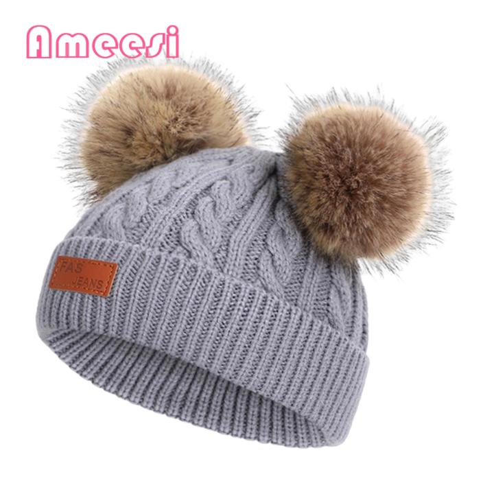 Children Winter Hat Adorable Kids Beanie with Pompom for Boys