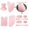 Natural Rose Quartz Jade Roller Face Massager Real Jade Gouache Scraper Facial Massager Jade Facial Roller Set Guasha Board. 