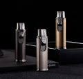 Metal Double Flame Windproof Lighter Large Flame Lighter Jet Flame Lighter Gadgets For Men. 