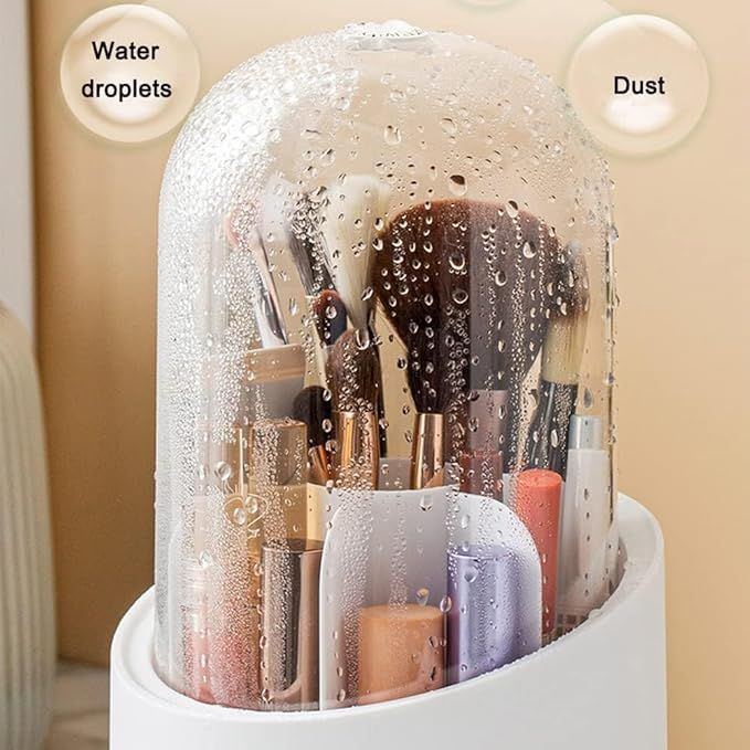 360%20Degree%20Rotating%20Makeup%20Brush%20Holder%20with%20Lid%20Dustproof%20Clear%20Makeup%20Brush%20Organizer%20Container%20-%20White%20-%20Image%202