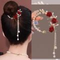 Refined Taste - Retro Rose Fixed Plate Hair Set Pearl Tassel Meatball Hair Clamp Hair Clip For Women /Girls - Durabilty Assured. 