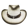 【Hot item】 Fashion Men Women Retro Western Cowboy Riding Hat Leather Wide Brim Cap Hat Straw Sun #R10. 