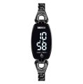 SKMEI SK1588S Black Stainless Steel Digital Watch For Women - Black. 