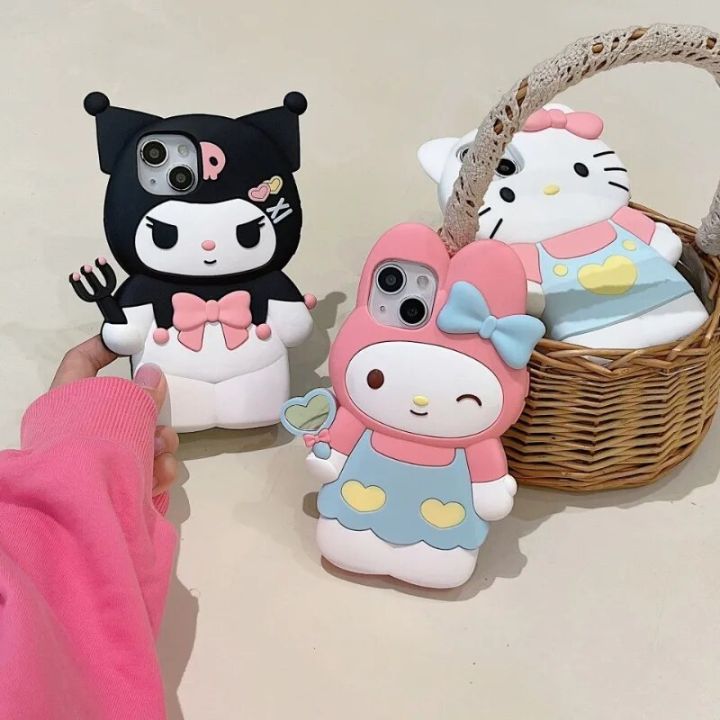 Sanrio%20Hello%20Kitty%203D%20Stereoscopic%20Phone%20Case%20For%20IPhone%2015%2014%2013%2012%2011%20Pro%20Max%20XR%20XS%20Kuromi%20Melody%20Silicone%20Soft%20Back%20Cover%20Y2K%20-%20Image%202